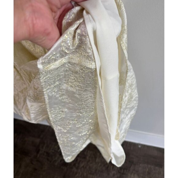 Altar’d State Womens Athena Shimmer Maxi Dress Cream Gold Metallic V-Neck Sze XL - Picture 11 of 13